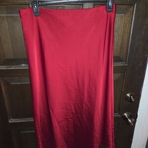LOFT Red Satin Skirt